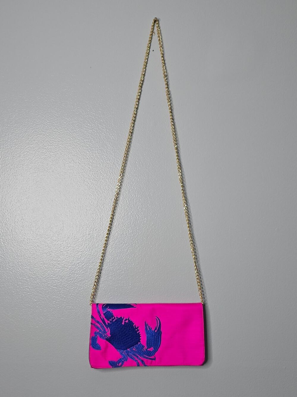 Shiraleah Hot Pink Satin Crab Foldover Clutch